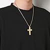 HZMAN Stainless Steel Cross Necklace for Men Women Inspiring Lord's Prayer Cross Pendant Jewelry Gift (Gold) #2