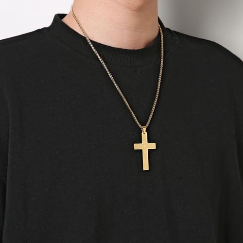 HZMAN Stainless Steel Mens Womens Cross Necklace Lord's Prayer Pendant, 4 Colors Available3