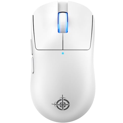 ATTACK SHARK X MAGIC-REFINER G6 Mouse da gioco wireless, leggero da 72 g, 24000 DPI, frequenza di polling di 1000 Hz, wireless BT/2.4G/cablato, RGB, 750 mAh, con grip tape per PC/Mac - Bianco