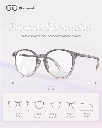 Bloomoak 99.9% Blue Light Blocking Glasses, Gaming Retro Round Glasses, Relieve Eye Fatigue and Improve Sleep, Suitable for Screens/Games/TVs