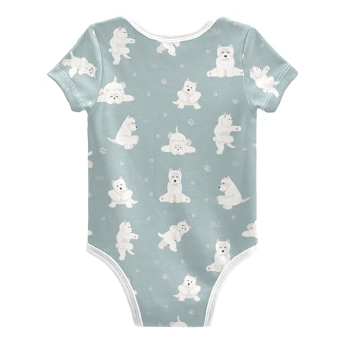 Wusikd White Terrier Unisex Baby Bodysuit Cotton West Highland Baby Short Sleeve Clothes 3 Months for Boys Girls2