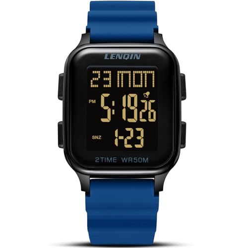 LN LENQIN Reloj Hombres Relojes Digitales para Hombres 50m Relojes Deportivos Impermeables Relojes de Muñeca para Hombres con Luz de Fondo/Temporizador/Alarma/Fecha LED