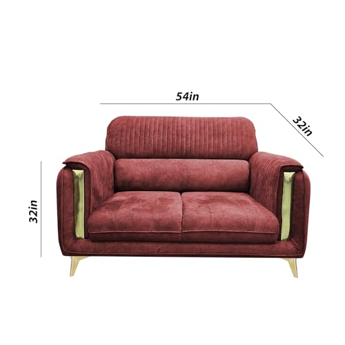 Image of Casaliving Gelio 2 Seater Sofa Set for Living Room (Maroon Colour) Premium Fabric Sofa