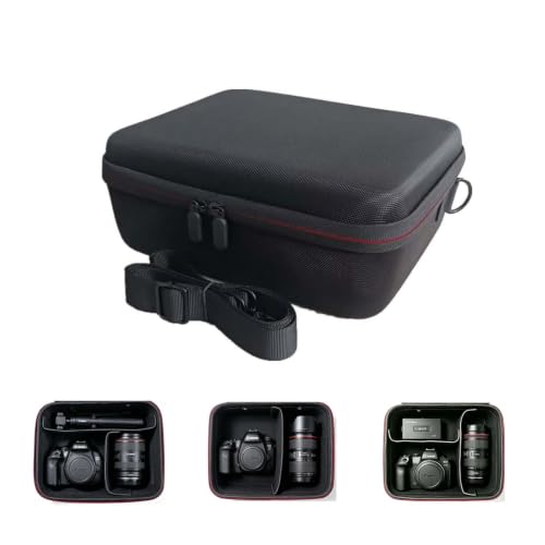 Ruhaya Hard Shell Camera Case Compatible with Canon/Sony camera, EVA Material, Adjustable Shoulder Strap, Zipper Closure, Black, with Elastic Dividers - image 1