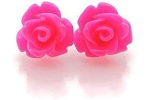 Embrace Alluring Pink: 9mm Rose Stud Earrings for Delicate Ears