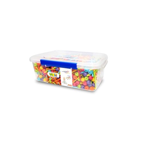 Meli Stick Edu 1200 – 1200 Bloques de construcción Stik Coloridos para construcciones Creativas – Incluye Bolas, Varillas y Caja de Almacenamiento