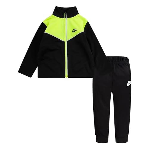 Nike Toddler Boys Jacket and Pants 2 Piece Set (Black(86G794-023)/Volt, 3T)