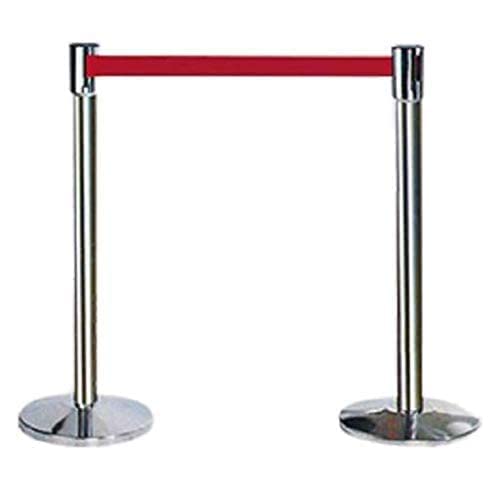 Shivis™ Q Manager, 202 Grade Extendable 2.25 m Hook Type Stanchions Barrier Accessories Steel Barricade, Que Manager - Red (Pack of 2)
