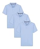 Approved School Wear ASW Boys' School Uniform Short Sleeve Soft Jersey Polo, Multipack, Light Blue/3-Pack