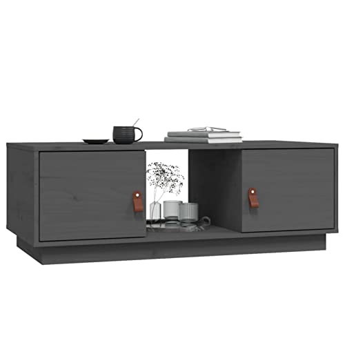 Table basse noire 100 x 50 x 35 cm en pin massif table d'appoint - 4