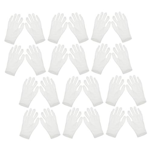 GALPADA 12 pares Guantes de Algodón Blanco para Adultos Gruesos y Suaves Guantes Hidratantes para Manos Secas para Trabajo y Cuidado Nocturno Unisex Otoño Invierno
