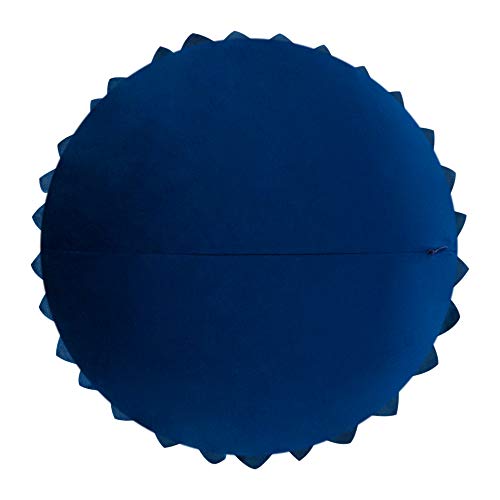 Jwh JW-3DROUNDFLOWER-CI-BLUE-V Velvet Flower Throw Pillow Covers Aeshtetic Decorative 3D Sunflower Accent Pillow Case Round Pillowcase Handmade Cushion Living Room Bed Couch Home 12 Inch Navy Blue thumb #7