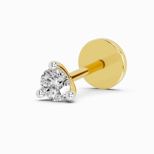 Image of Sparkles Lab Grown Diamond 0.03 Carat - 0.50 Carat Round Shape Solitaire Diamond Nose Pin for Women | 14K Gold IGI Certified FG VS Quality