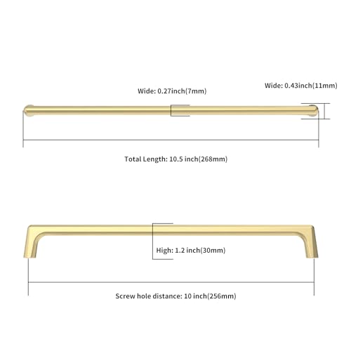 Image of 9BUILD 10 Pack Brushed Gold Cabinet Pulls 10 Inch Kitchen Cabinet Handles Cabinet Hardware Kitchen Handles for Cabinets Cupboard Handles Gold Dresser Pulls Drawer Handle