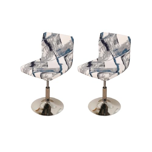 Image of FUANGUI Bar Stool Covers Set of 2, Stretch Bar Stool Chair Cover Slipcovers, Floral Print Counter Stool Bar Chair Covers for Kitchen Pub Dining Room (Geometric Grey)