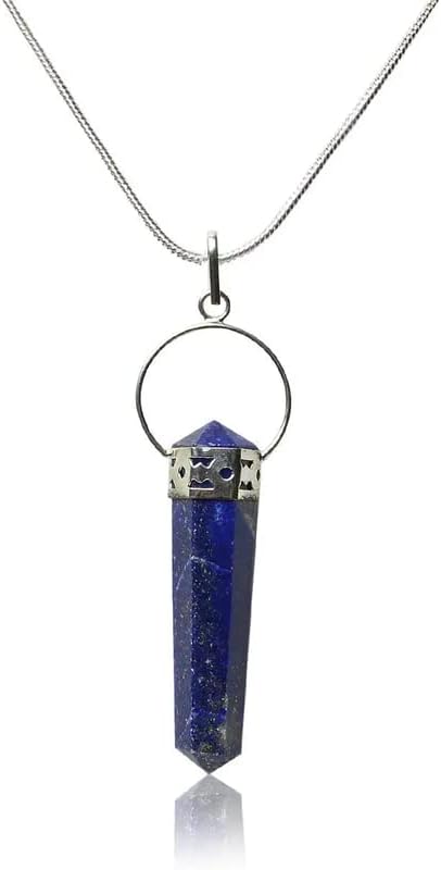 Aleafa Armlet Presents Unisex Double Terminated Lapis Lazuli Natural Stone Pendant Chain Size 45-50 Mm Approx. (Color Blue) #Aport-0217