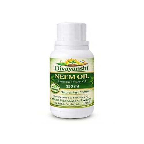 Image of Divayanshi Neem Oil for Plants | 100% Organic Cold Pressed Concentrate | Natural Insecticide & Pest Control Spray for Indoor & Outdoor Plants | Controls Aphids, Mealybugs & Fungal Issues-250ml