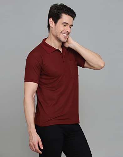 Image of INKKR Men's Polo Neck Half Sleeve Cotton Blend Regular Fit T-Shirt With Pocket