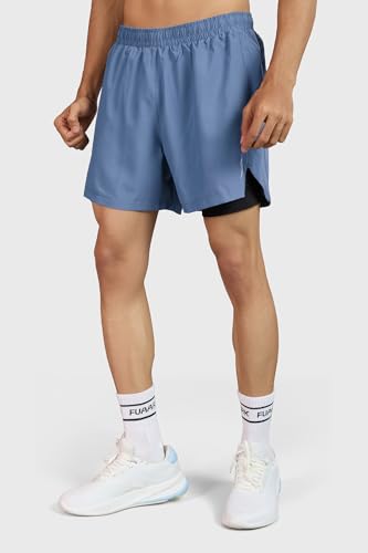 Image of FUAARK Men Regular Fit 5 inch Dual Layer Training or Gym Sports Shorts with Compression Inner