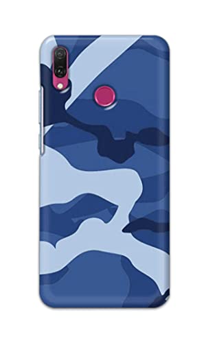 Image of Printed Hard Back Cover Case for Huawei Y9 2019 Back Cover (Army Blue Pattern) -1302