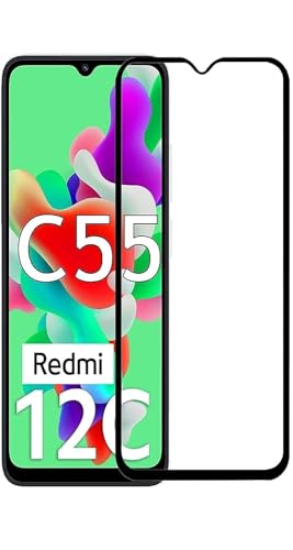 Image of DD SON Premium HD+ Tempered Glass Screen Protector Guard Compatible For Xiaomi Redmi 12C / 10 / 10C / 10 power /Poco C40 / Poco C55 /Redmi A3X, A3 /Poco M6 Pro| Edge to Edge Coverage With Easy installation kit for Smartphone