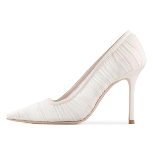 Tang'scuisins Women Special Slip on Ruched Pumps Closed Square Toe Stiletto High Heels Fancy Wedding Formal Party Club Evening Event Solid Shoes Size 4-16 US4