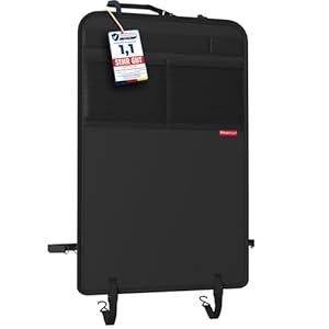 ATHLON TOOLS Rückenlehnen-Schutzmatte beschichtet, Rückenlehnenschutz Auto Kick-Matte, verstärkt - mit Netztaschen - schmutzabweisend, pflegeleicht und wasserabweisend