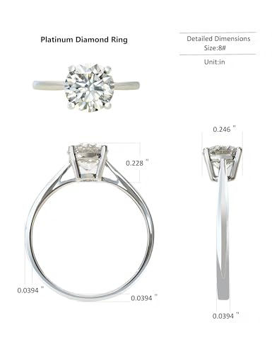 0.5-2 Carat Lab Grown Diamond Platinum Engagement Ring,IGI-Certified (D-E Color,VS1-VS2),Classic 4-Prong Wedding Ring for Women,Proposal Gift for Her2