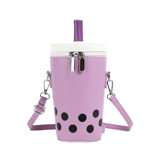 Women Female Polka Dot Milk Tea Cup Bag, Japanese Bucket Shoulder Crossbody Bag, Cute Creative Cylinder Cup Purse With Straw