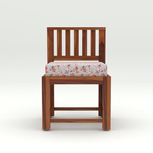 Image of Solid Sheesham Wood Dining Chair Set of 4 | Wooden Arm Chairs with Cushion | Living Room Chair | Dining Table Chair | Modern Wooden Furniture