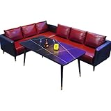 KIBONCY Modernes Entertainment-Lounge-Sofa-Set – modulare Sitzgelegenheiten mit stabilem Eisenrahmen, hochdichtem Schwamm und Tisch for Spielzimmer und E-Sport-Räume(D)