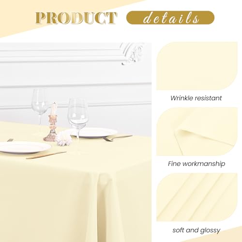 Lumaycens 1 Pack Beige Polyester Tablecloths,60 x 102 Inch for 6ft Rectangle Table Cloth Washable and Reusable Stain and Wrinkle Resistant for Wedding Party Banquet Camping Restaurant Decoration - Image 4