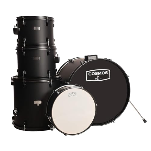 Image of ARCTIC COSMOS 22 inch 5-Piece Acoustic Drum Set with Cymbals, Drumsticks, Throne & Hardware Better Cymbal Sound & Strong Build (Black)