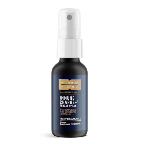 Quicksilver Scientific Immune Charge+ Zinc Throat Spray - Immune Support Liquid Supplement with Quercetin - Throat Coat with Liposomal Absorption Technology (0.9 fl oz / 27ml)