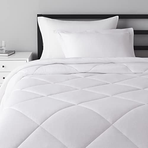 Amazon Basics Cotton Blend Jersey Knit Comforter Set, Twin/Twin Xl, White #TOP6