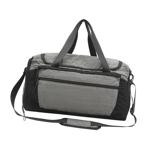 Sac à bandoulière voyage court multi-poches en nylon léger gris