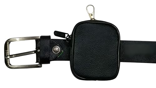 Image of AJM PU Leather Universal Zipper Pouch with Metal Hook Storage Case Compatible with Most Boat Airdopes, Noise, Boult, OnePlus, Realme, JBL, Oppo, Vivo & Other TWS Earbuds (Black)