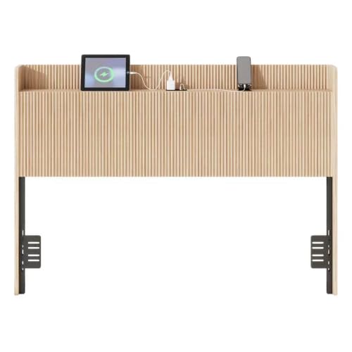 Image of Queen Size Headboard with Storage Shelf, Charging Station