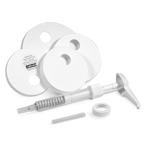 Carlisle FoodService Products Universal Condiment Pump/Dispenser Kit with 5 Lids, White