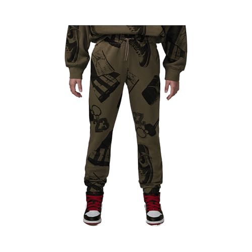 Jordan Brooklyn Fleece Big Kids' Printed Pants (45D600-E6F, Medium Olive)