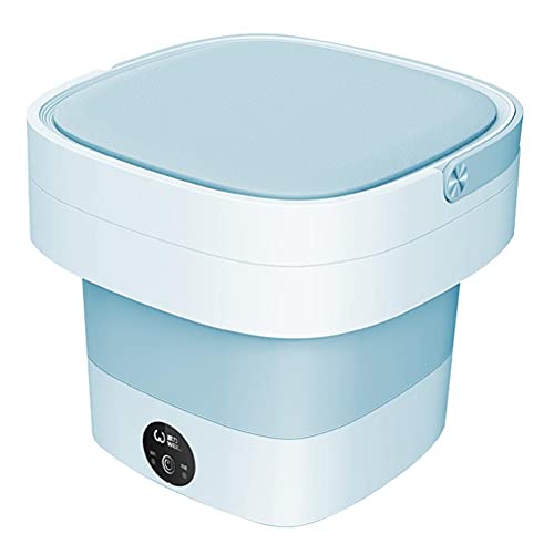 Portable Mini Folding Washing Machine for Baby Clothes Underwear Foldable Lightweight Washer Laundry Tub for Apartment Camping Travelling (Blue)