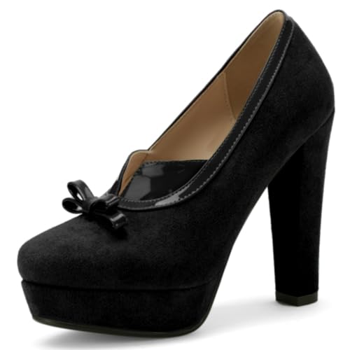 Image of SHODENSE Women Vintage Chunky Platform Loafers Pumps Tassel Round Closed Toe Slip On Suede Block High Heel Dress Loafer Shoes Buckle Strap Oxford Loafers Fringe Pump Dressy Chic Sexy Y2k 4-11 M US