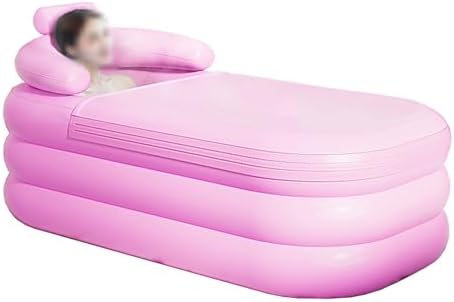 Inflatable Hot Tub, Portable Bathtub Adult PVC, Foldable Freestanding Bathtub with Cover, Portable Shower Tub for Indoor or Outdoor Load Capacity 100kg(Pinkss,140 * 84 * 75cm)