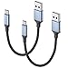 USB A auf USB C Kabel Kurz, 15 cm 2 Stück USB2.0 Geflochten 3A USBA auf USBC Ladekabel Kurz Typ C zu A Schnellladekabel für iPhone 17 16 15 Pro Max Samsung Galaxy S25 S24 Pixel 9 Powerbank Schwarz