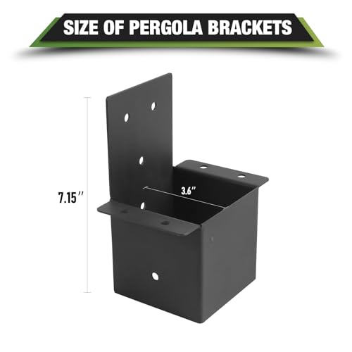 4-Pcs-Pergola-Brackets-4×4-Actual-36-x-36Rafter-Post-Brackets-Pergola-Kit-Gazebo-Brackets-Wall-Mount-Bracket-Kit-for-Wood-Posts-Pergola-Post-Connector-or-Deck-Railing 4 Pcs Pergola Brackets 4×4 Actual 36 x 36Rafter Post Brackets Pergola Kit Gazebo Brackets Wall Mount Bracket Kit for Wood Posts Pergola Post Connector or Deck Railing