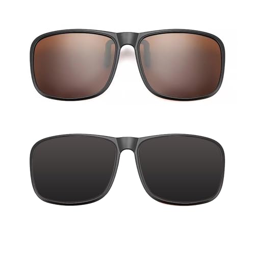 2 Stücke Sonnenbrillen Clip für Brille, Superleicht Sonnenbrille zum aufstecken für Männer und Frauen, Blendfrei UV 400-Schutz Sonnenbrillen aufsatz Brille für Fahren Angeln Wandern Außenbereich