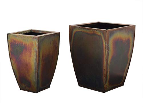 storeindya Thanksgiving Gifts Set of 2 Metal Planter French Buckets Home Decor Garden Accessories (Brown)