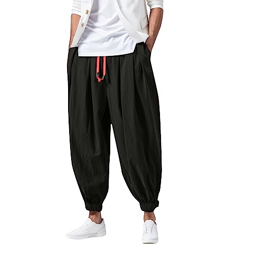 Men's Harem Pants Fashion Loose Casual Wide Pants Elasticated Comfort Fit Stylish Wear for Men Daily Use Solid