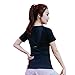 WHLONG Donna Yoga Wear Fitness Abbigliamento Donna Manica Corta Grasso Camicia Estate Plus Size Allenamento Allenamento T-shirt Sport (Colore: Nero, Taglia XL)