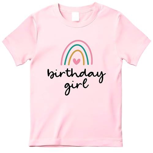 Birthday Girl Rainbow Shirts 2 to 16 Years Old Cute Teen and Toddler Girls Soft Cotton Top Tees